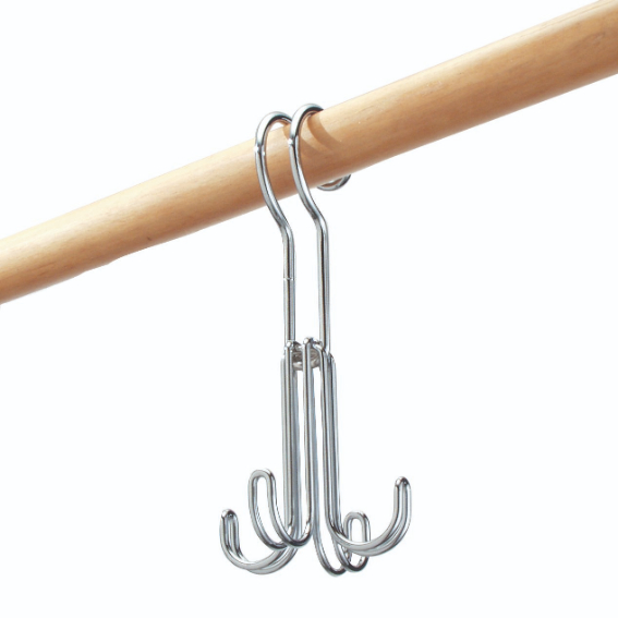 Kledinghaak met 4 Haken, 9.5 x 2 x 16 cm, RVS, Zilver - iDesign | Classico