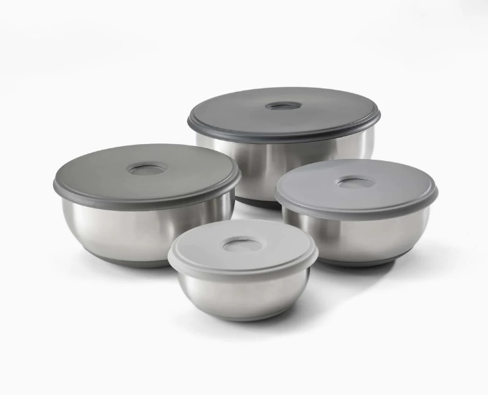 Prep&Store Schalenset met Deksels, Set van 4 Stuks, RVS - Joseph Joseph | Nest