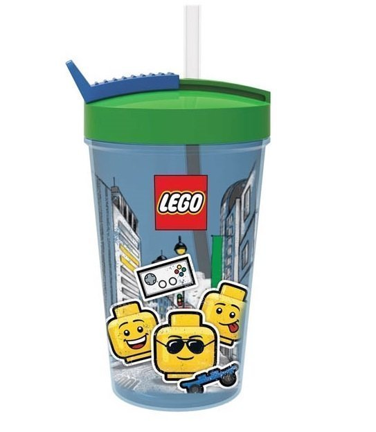 Drinkfles Iconic Boy met rietje 0.5 L. Blauw - LEGO