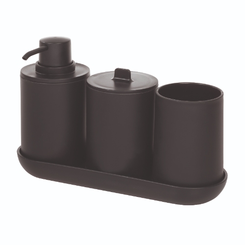 Badkamer Accessoire Set, Kunststof, 4 Delig, Zwart - iDesign | Cade
