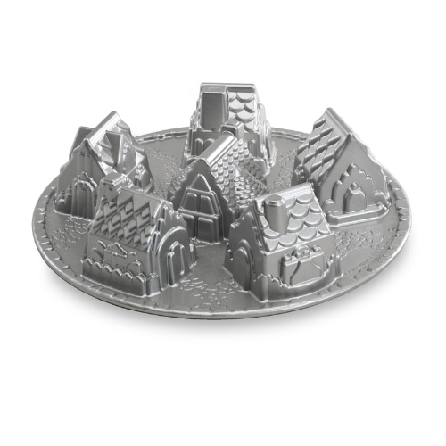 Bakvorm "Cozy Village Baking Pan" - Nordic Ware | Sparkling Silver Holiday