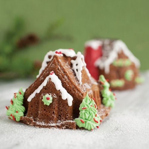 Bakvorm "Gingerbread House Duet Pan" - Nordic Ware | Sparkling Silver Holiday