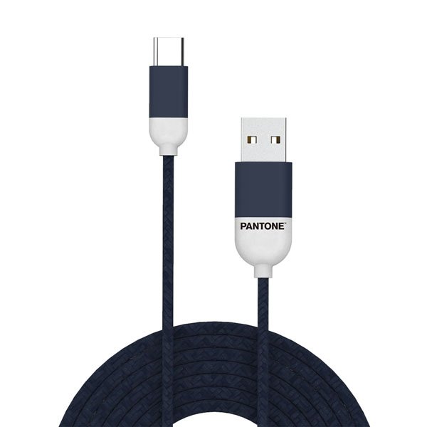 USB-Kabel Type-C, 1,5 meter, Blauw - Rubber - Celly | Pantone