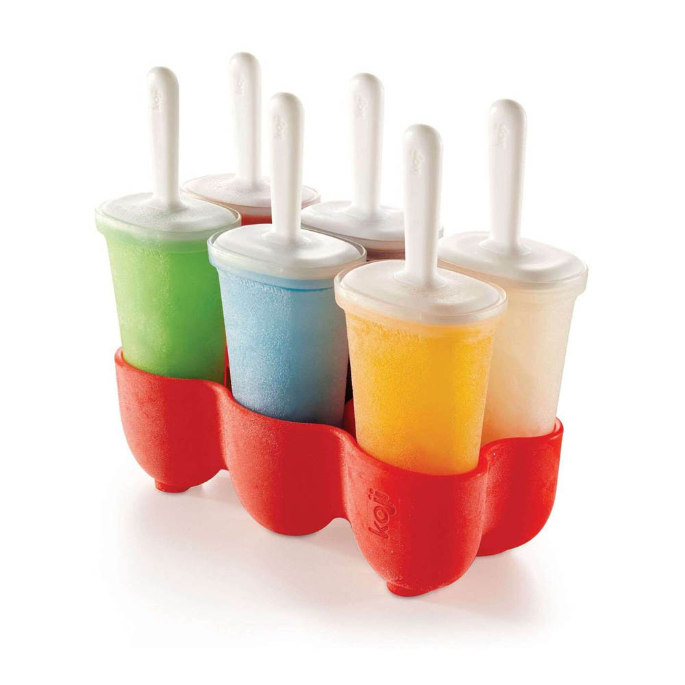 IJslolly Maker, Classic, Set van 6 Stuks, Polypropyleen/Siliconen, BPA vrij, Rood - Koji by ZOKU