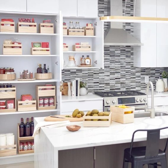 Opbergbox met Handvat, 25.4 x 38 x 15.2 cm, Paulownia Hout - iDesign | Eco Wood