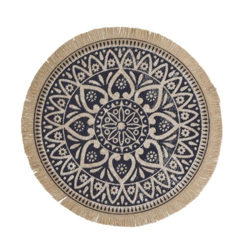 Placemats, Rond, Set van 4, Geweven, Blauw - Creative Tops