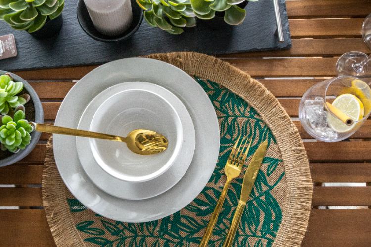 Placemats, Set van 4 Stuks, Geweven, Groene Bladeren, 42 cm - Creative Tops