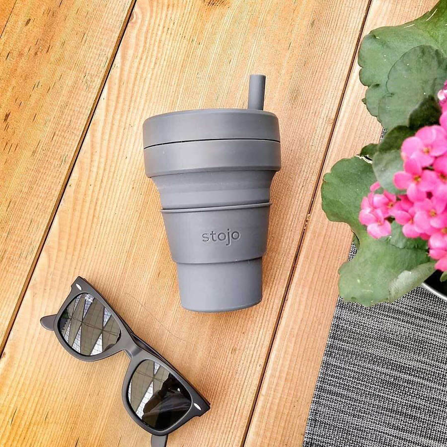 Biggie Cup, Carbon - 470 ml - Koffiebeker - Drinkbeker - Zwart - Opvouwbaar | Stojo