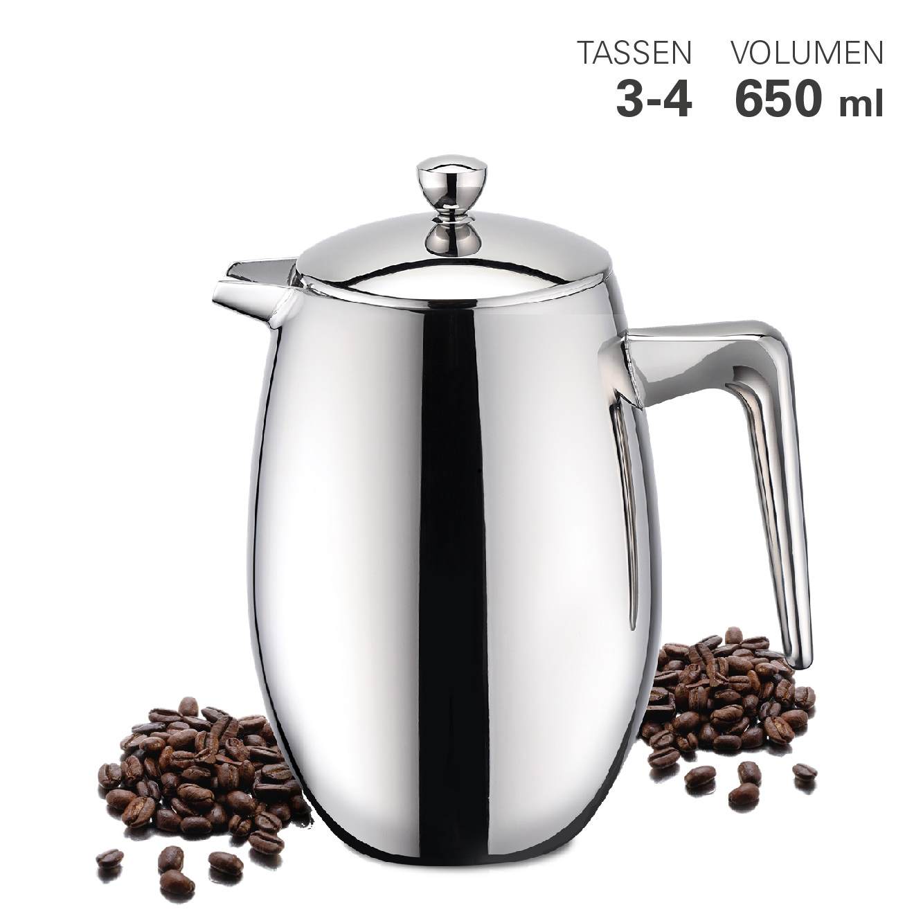 Cafetière, 650 ml, Dubbelwandig – Weis