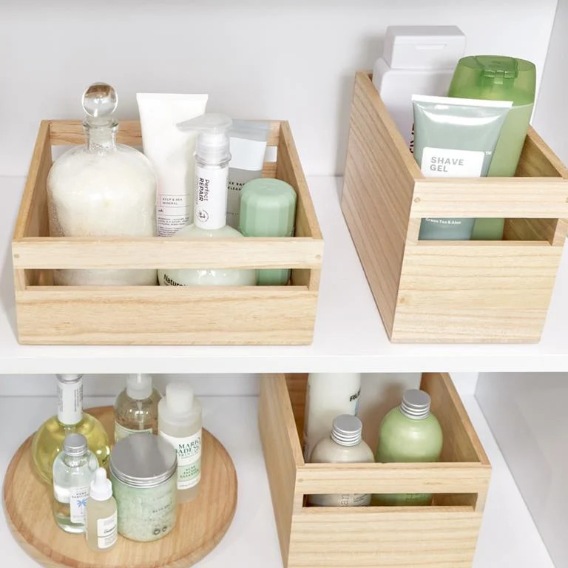 Opbergbox met Handvat, 25.4 x 38 x 15.2 cm, Paulownia Hout - iDesign | Eco Wood