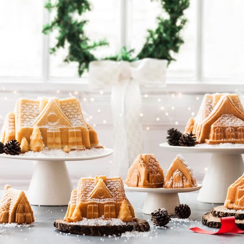 Bakvorm "Gingerbread House Duet Pan" - Nordic Ware | Sparkling Silver Holiday