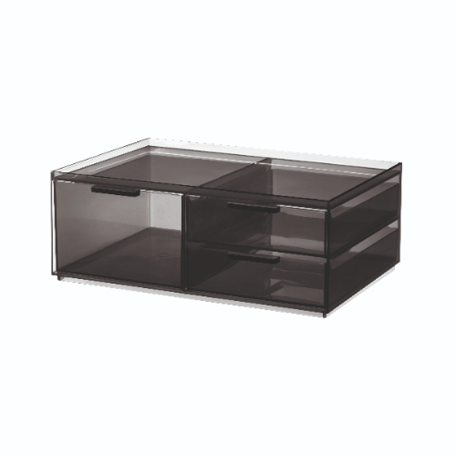 Make-up Organizer, 3 Lades, Breed, 30.5 x 20.3 x 11.4 cm, Smoke - iDesign | Sarah Tanno Collection