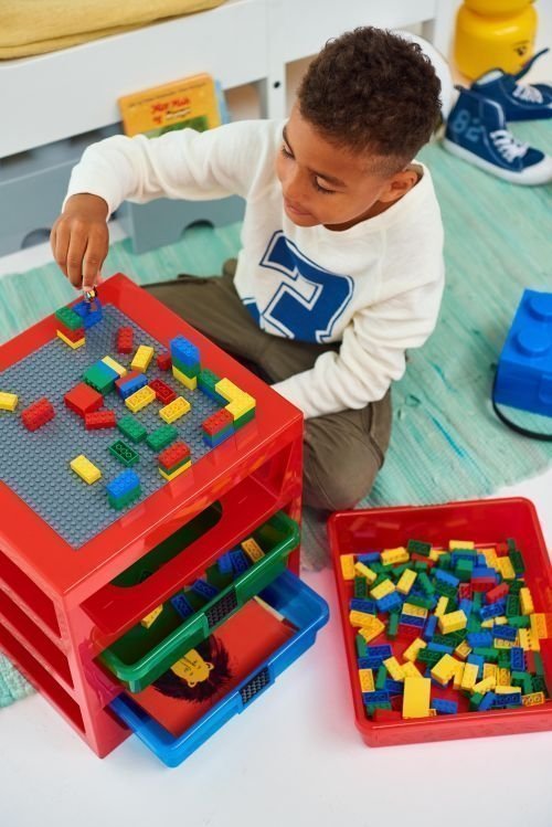 Opbergrek met 3 lades, Rood - LEGO