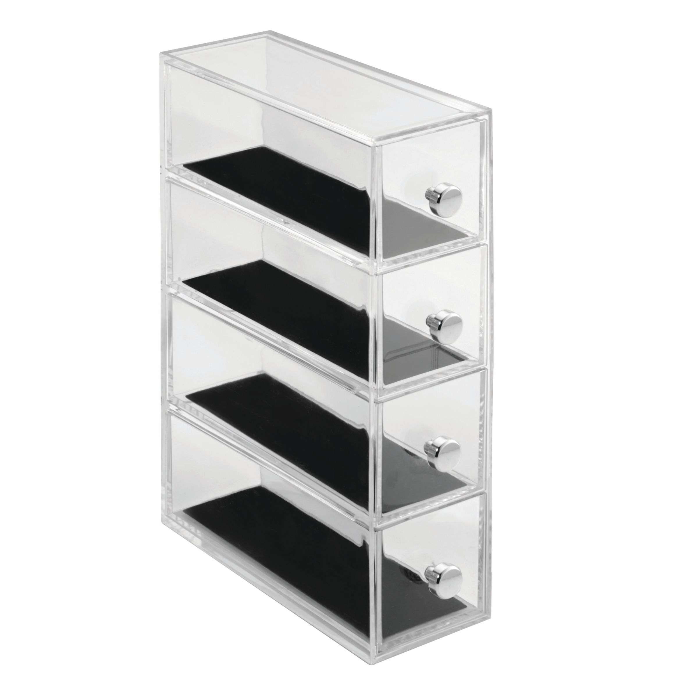 Ladekast, Sieraden Organizer, Small, 4 Lades, 6.6 x 17.7 x 25.2 cm, Transparant, Kunststof - iDesign | Clarity