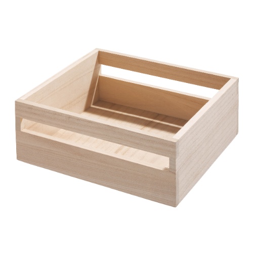 Opbergbox met Handvat, 25.4 x 25.4 x 10.5 cm, Paulownia Hout - iDesign | Eco Wood
