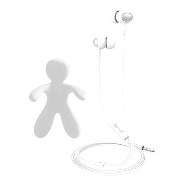 Stereo Oordopjes met Autoverfrisser Set, Wit - Kunststof - Celly