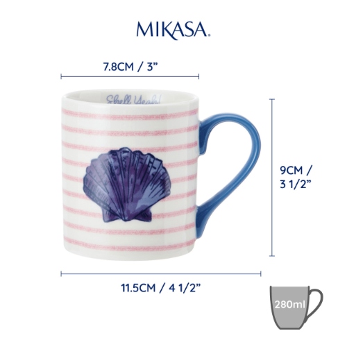 Mikasa Fine China 280ml Straight Sided Mug, Shell, Gift boxed