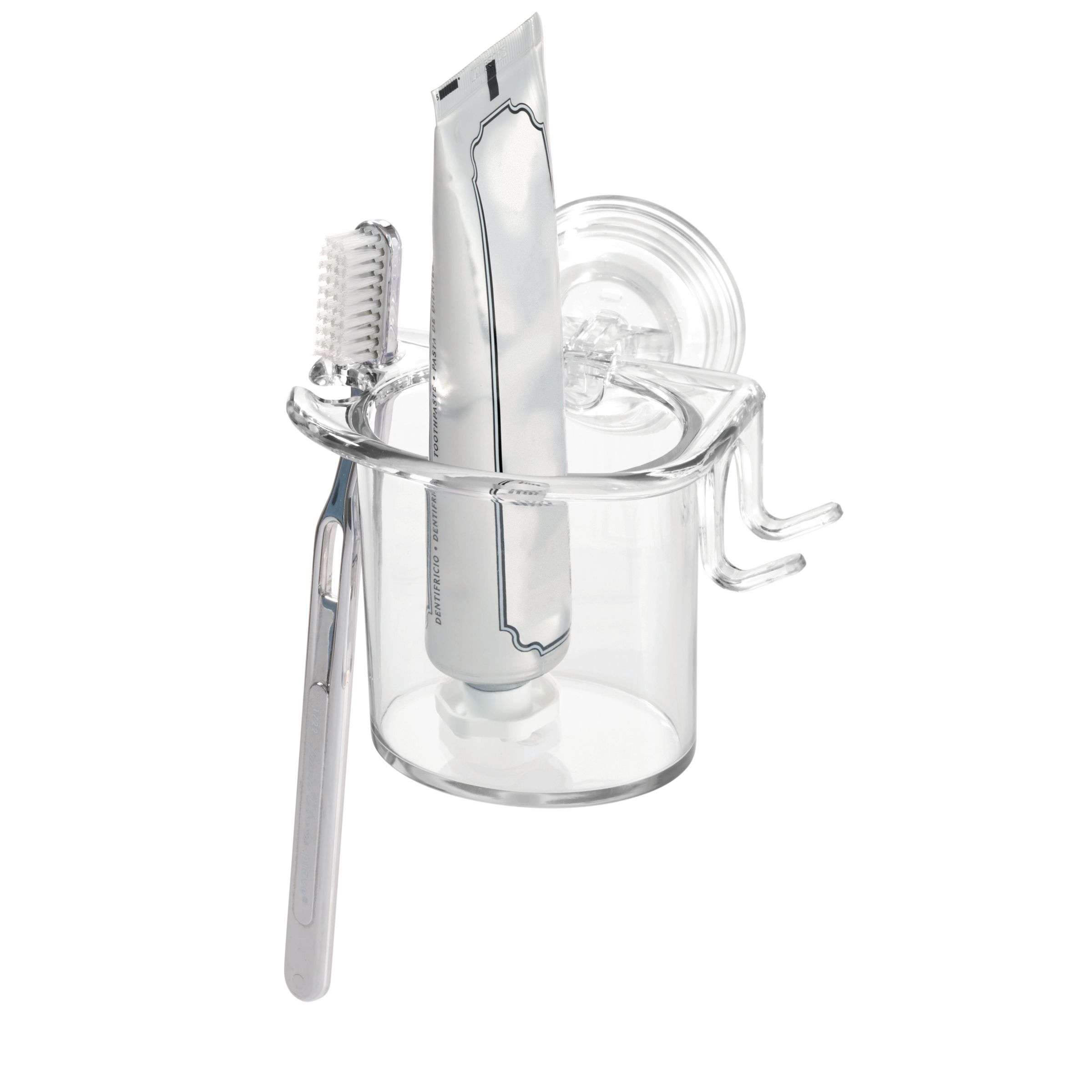 Tandenborstel -en Scheermes Organizer, Beker met Power Lock Zuignap, Transparant, Kunststof - iDesign