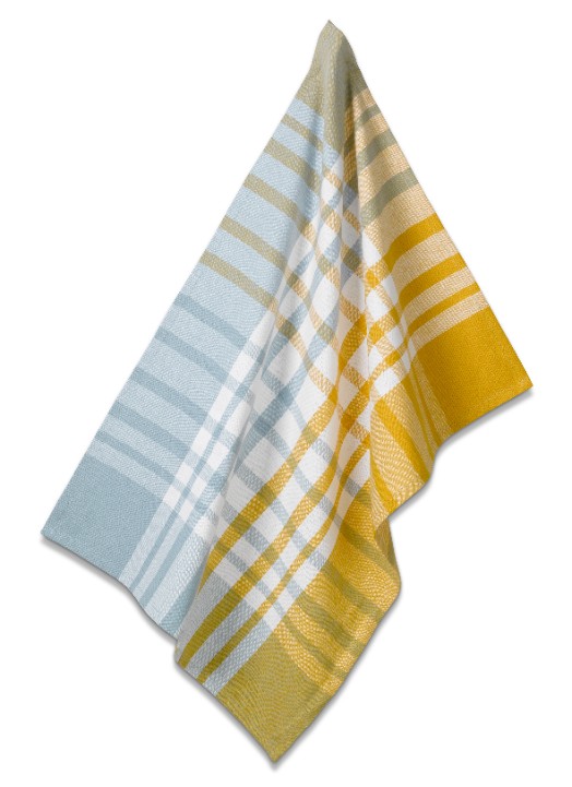 Theedoek, Curry Geel/IJs Blauw, Ruitjes - Kela | Svea
