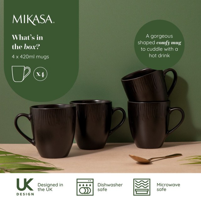 Mikasa Jardin 4pc Stoneware Mug Set, 420ml, Gift boxed
