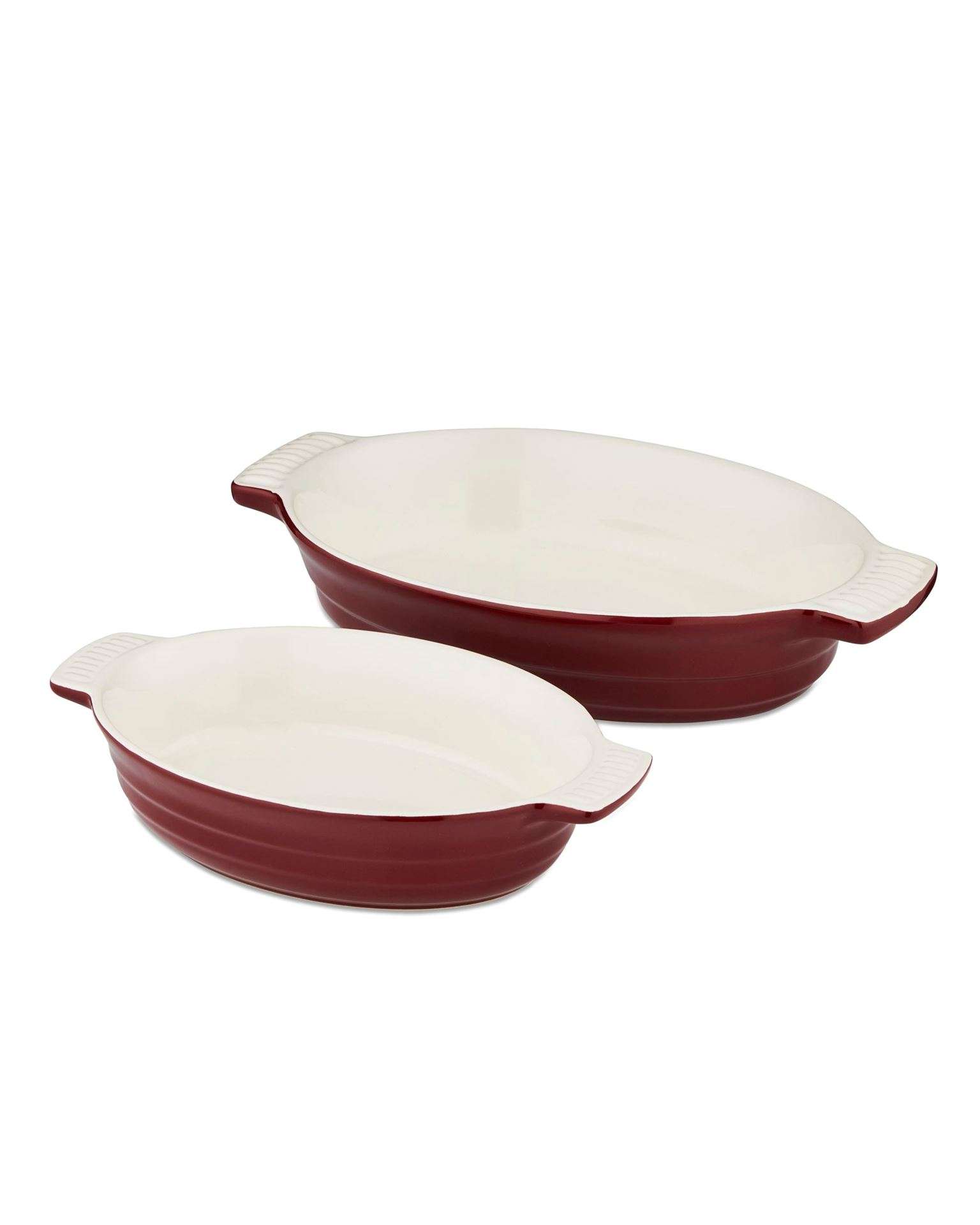 Ovenschalen, Set van 2 Stuks, Ovaal, Klein en Groot, Rood, Keramiek - Barbary & Oak | Foundry