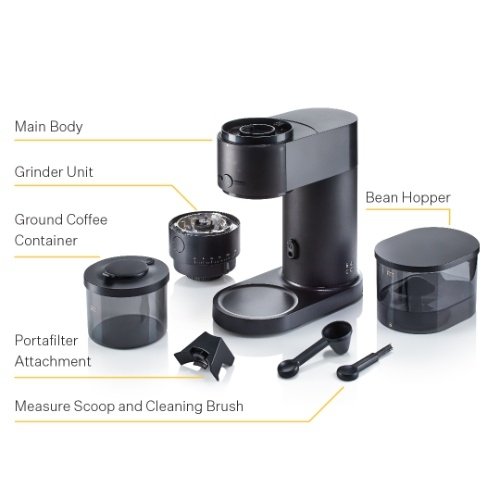 Core Koffiebonenmaler, met UK Stekker, Zwart - Barista & Co