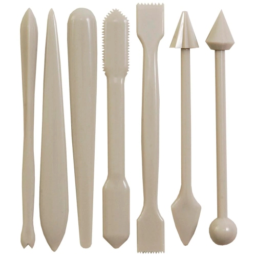 Modeleer Tools, Set van 7 Stuks, Wit, Kunststof - Tala