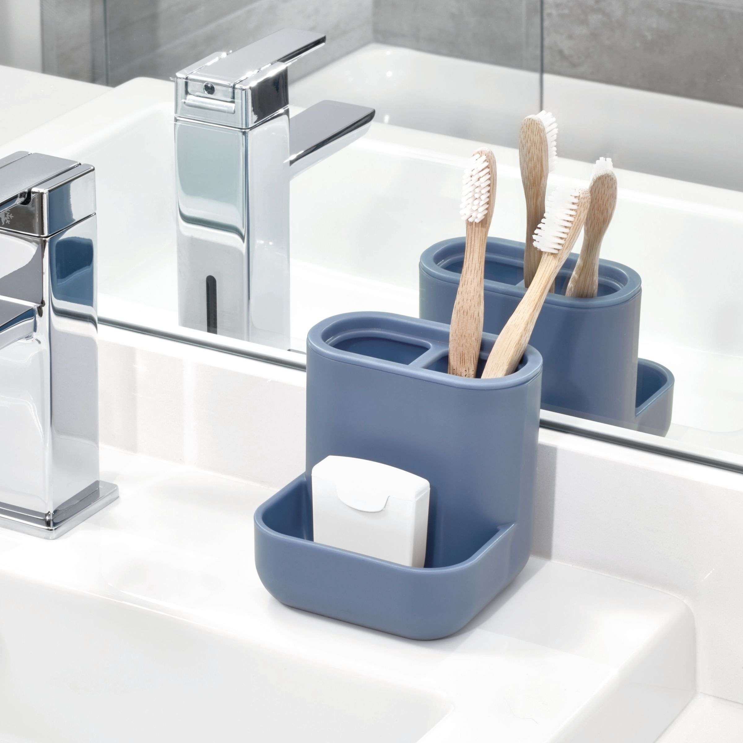 Badkamer Organizer, 3 Vakken, Kunststof, Blauw - iDesign | Cade