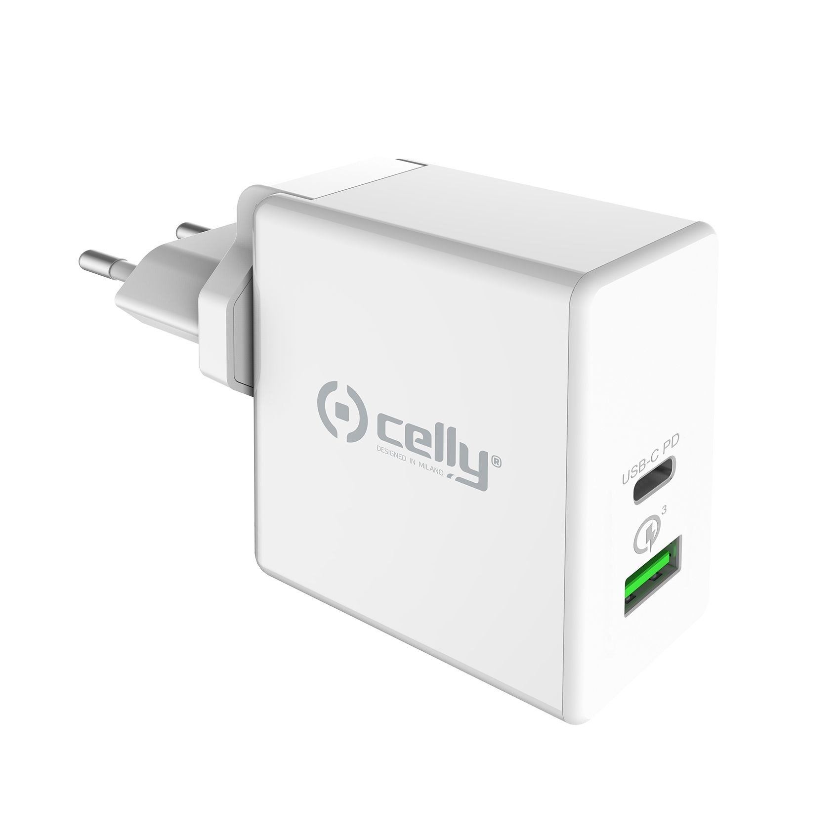 Power Delivery Lichtnetadapter 45W voor USB en USB-C - Celly