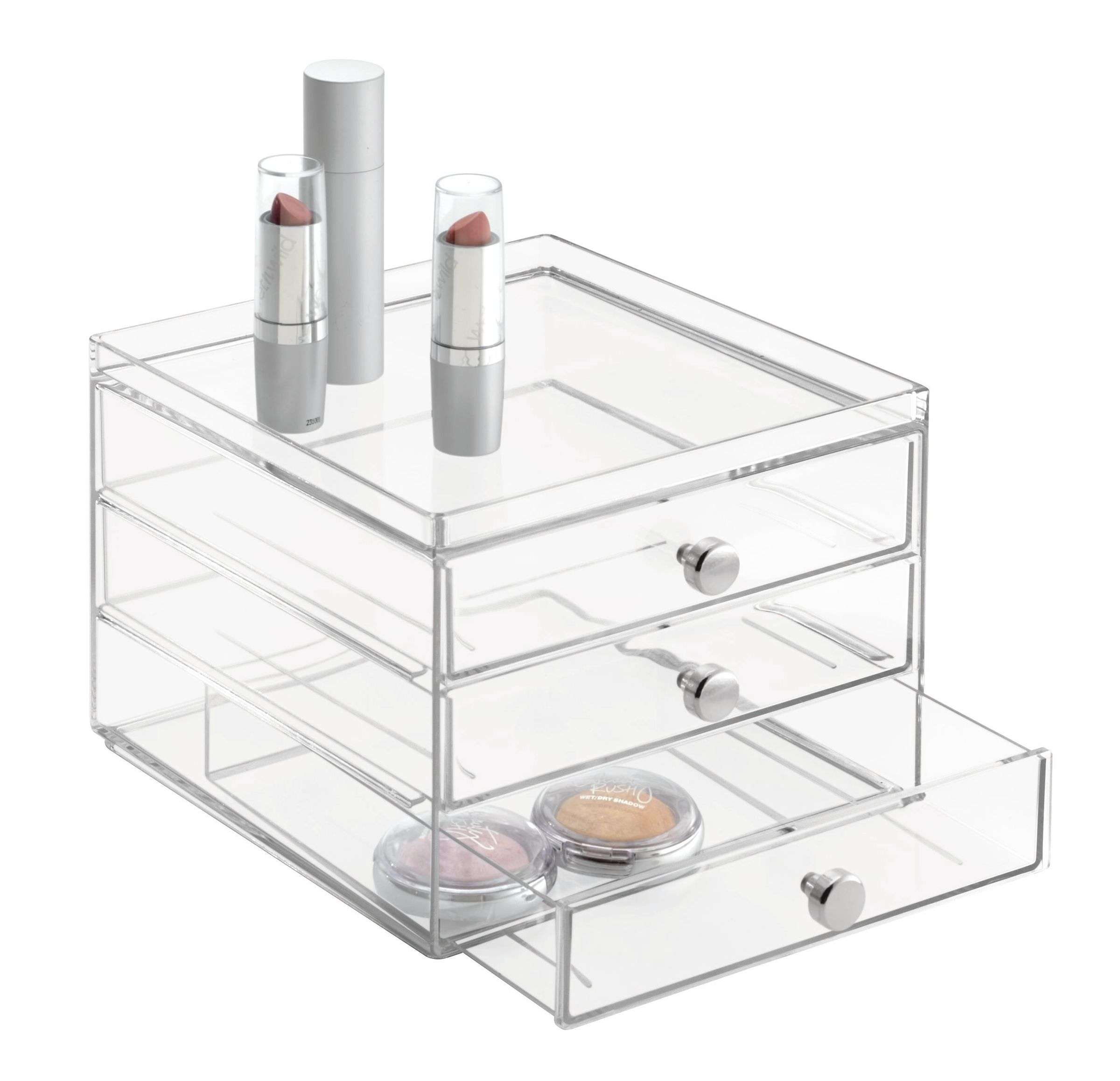 Ladekast, Make-up Organizer, 3 Lades, 16.4 x 17.7 x 12.5 cm, Transparant, Kunststof - iDesign