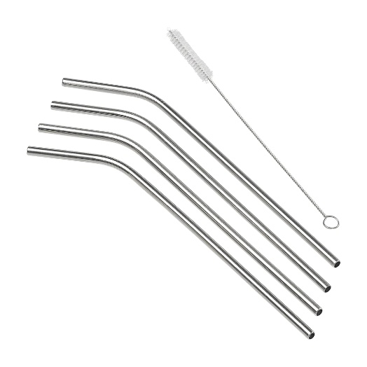 Rietjes met Schoonmaakborsel, Set van 4 Stuks, RVS - Tala