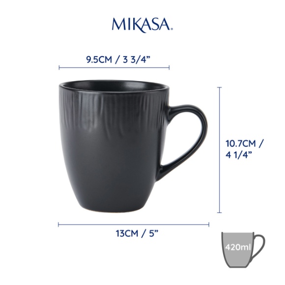 Mikasa Jardin 4pc Stoneware Mug Set, 420ml, Gift boxed