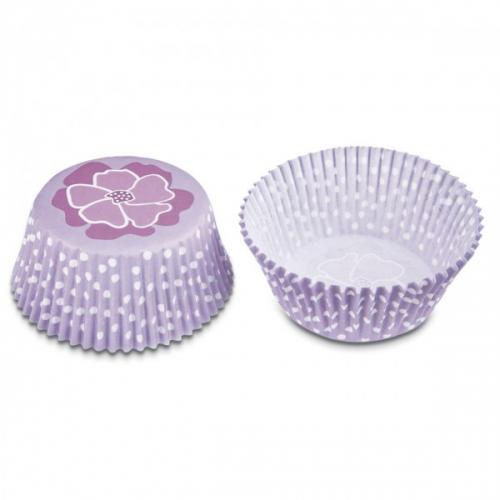 Papieren cupcake vormpjes paarse bloem, set van 50 - Städter