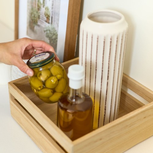 Opbergbox met Handvat, 25.4 x 25.4 x 10.5 cm, Paulownia Hout - iDesign | Eco Wood