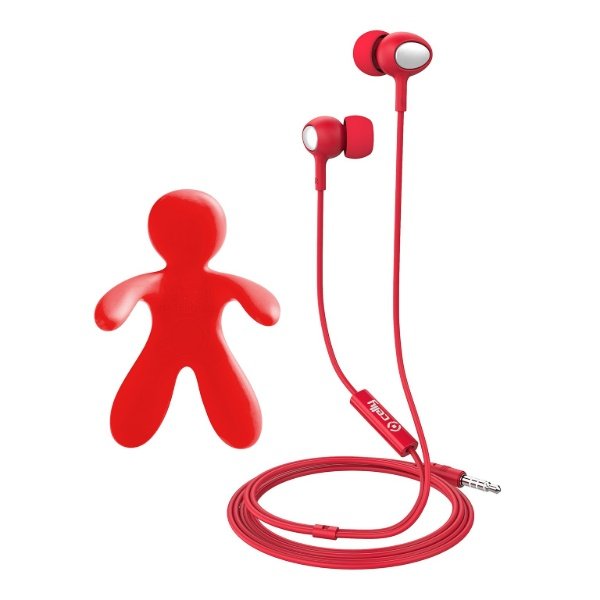 Stereo Oordopjes met Autoverfrisser Set, Rood - Kunststof - Celly