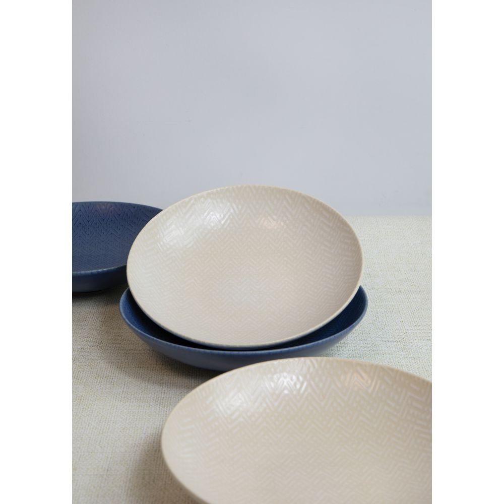 Pastakom, Set van 4 Stuks, 22 x 5 cm, Blauw en Crème Reliëf - KitchenCraft