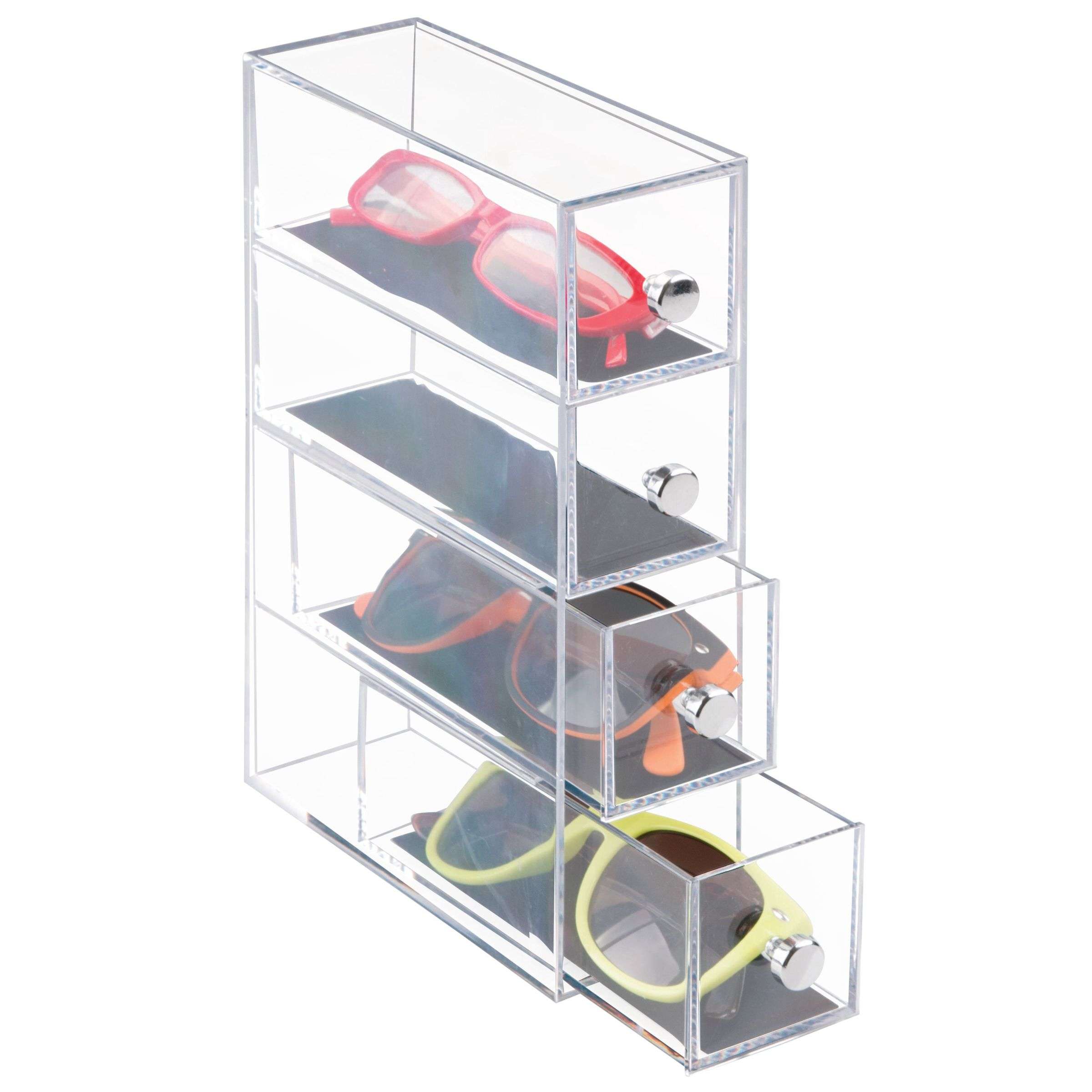 Ladekast, Sieraden Organizer, Small, 4 Lades, 6.6 x 17.7 x 25.2 cm, Transparant, Kunststof - iDesign | Clarity