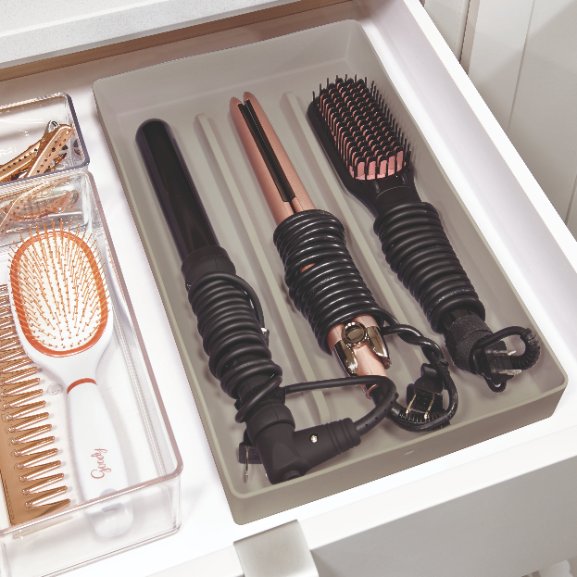 Haarverzorging Organiser, 24.1 x 37.5 x 4.5 cm, Siliconen, Wit - iDesign | The Home Edit