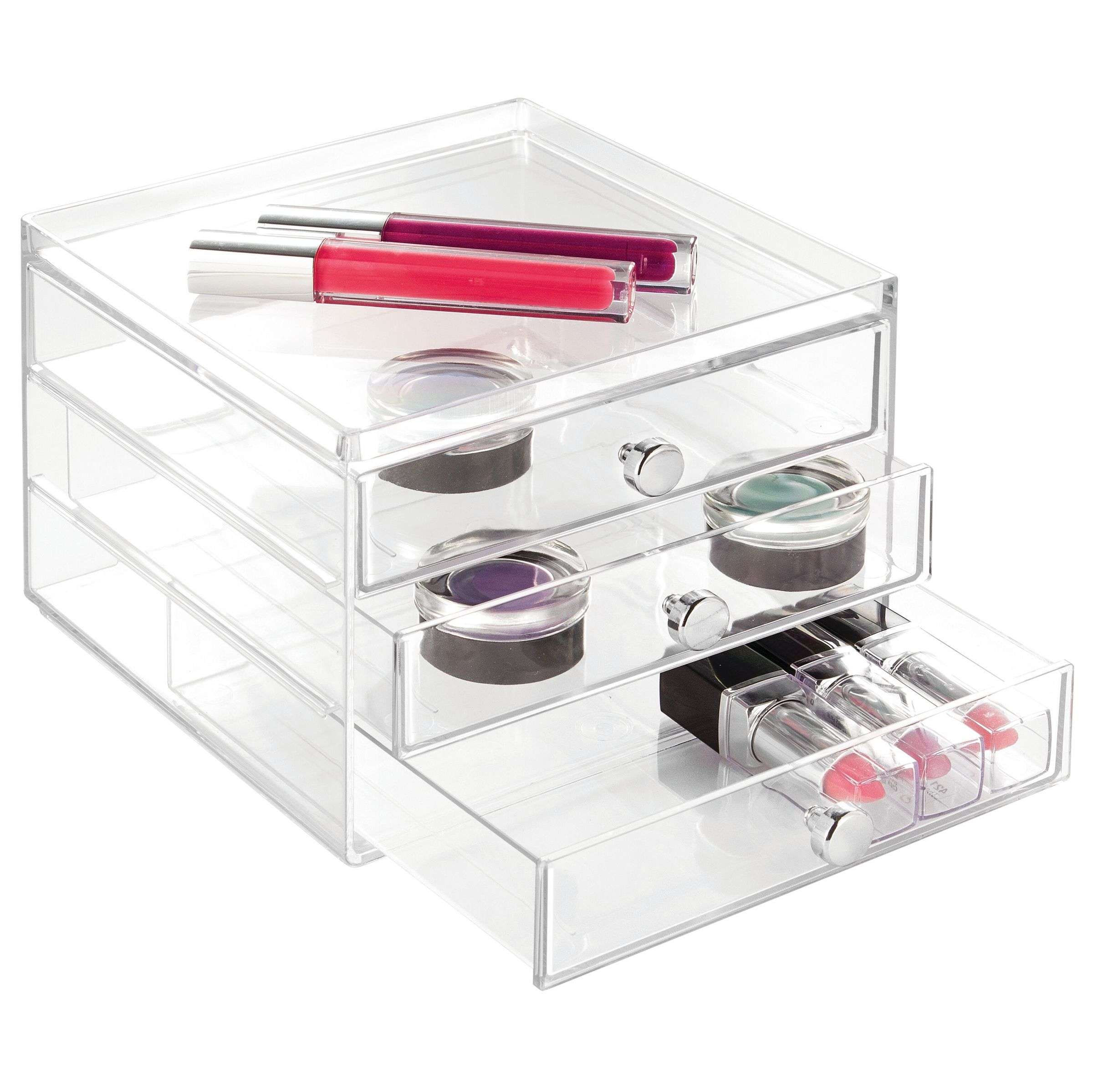 Ladekast, Make-up Organizer, 3 Lades, 16.4 x 17.7 x 12.5 cm, Transparant, Kunststof - iDesign