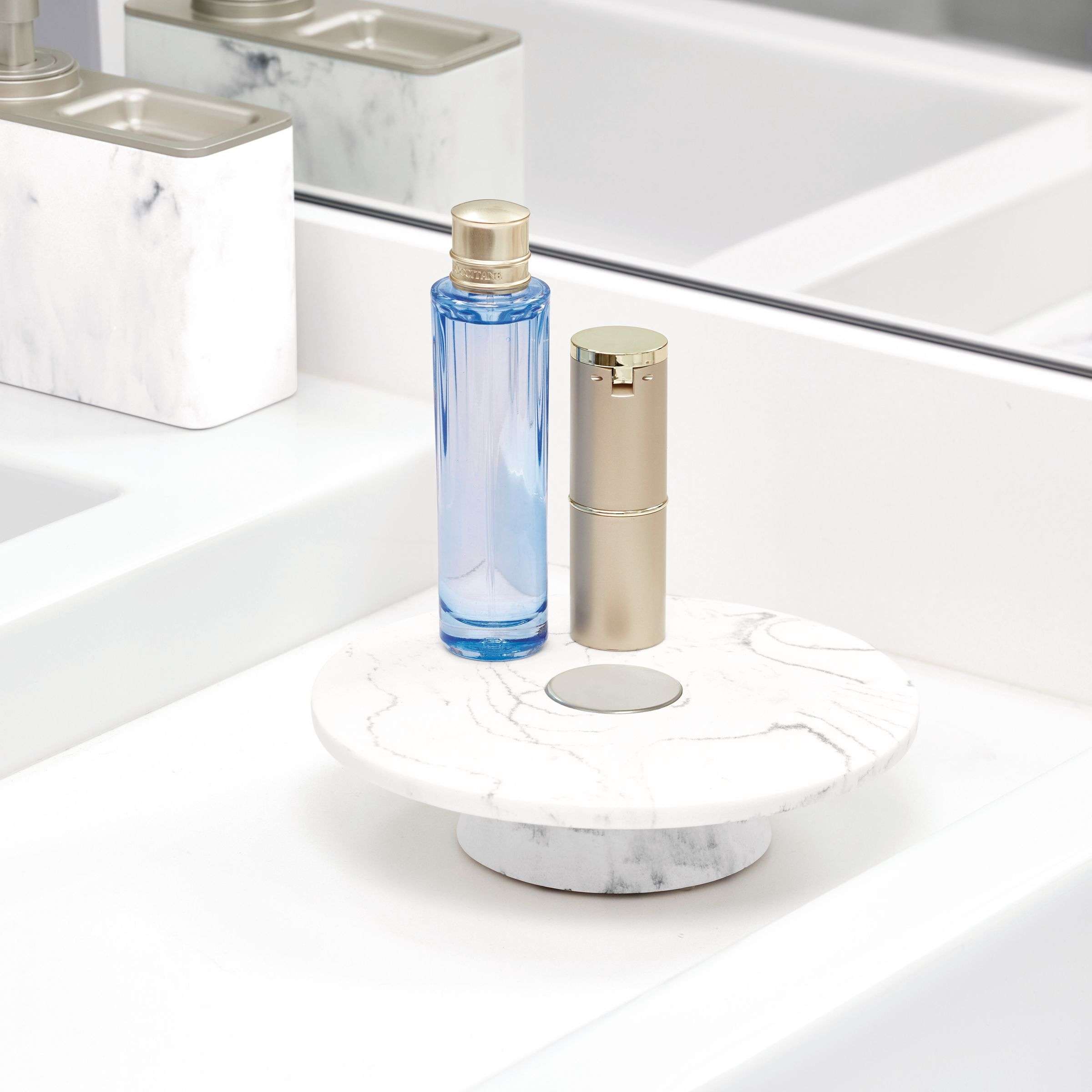 Badkamer Organizer, Plateau, Rond, Kunststof, Marmer Patroon - iDesign | Dakota