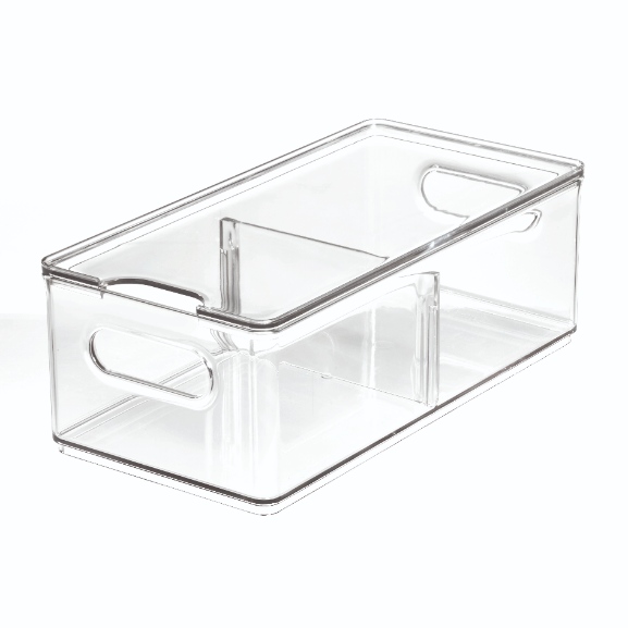Koelkast Organizer met Deksel en Verdeler, 15.2 x 30.5 x 10.2 cm, Kunststof - iDesign | The Home Edit