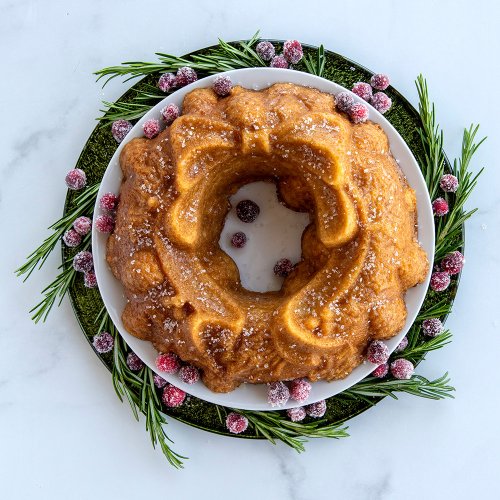 Tulband Bakvorm "Holiday Wreath Bundt Pan" - Nordic Ware | Sparkling Silver Holiday