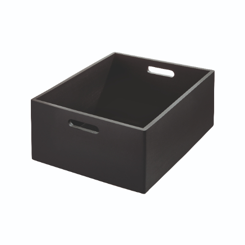 Opbergbox met Handgrepen, 38 x 46 x 20.5 cm, Paulownia Hout, Zwart - iDesign | The Home Edit