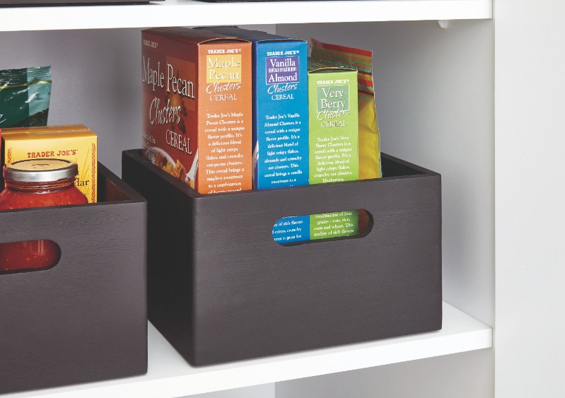 Opbergbox met Handgrepen, 25.5 x 38 x 15 cm, Paulownia Hout, Zwart - iDesign | The Home Edit