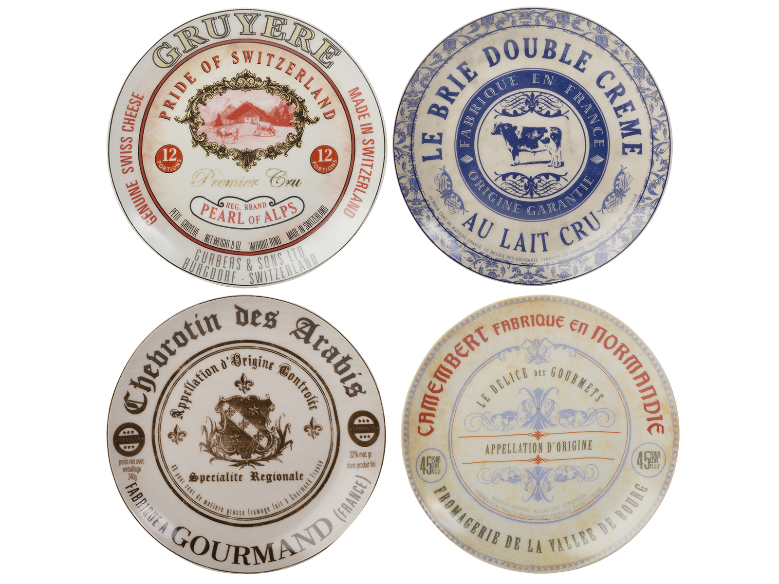 Borden, Set van 4 - 19cm - Kaas - Franse Kazen - Artesà