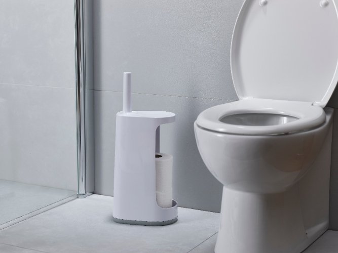 Flex Store Toiletborstel met Extra Grote Houder - Wit/Grijs - Joseph Joseph