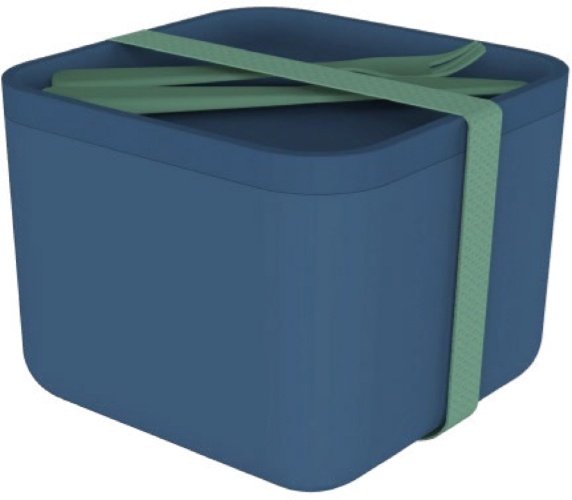 Lunchbox, Salade, Groot met Bestek, Blauw - HIP