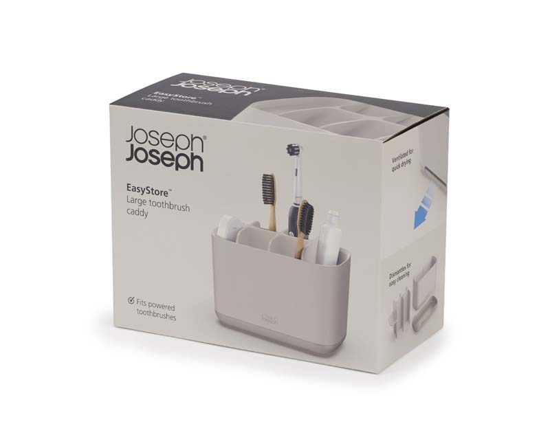 Tandenborstel Organizer Large, Met 6 verdeelvakken, Antislip, Kunststof, Grijs - Joseph Joseph | EasyStore