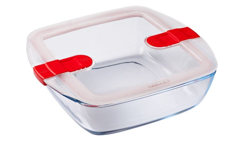 Schaal Vierkant met Deksel, 25 x 22 cm - Pyrex | Cook & Heat