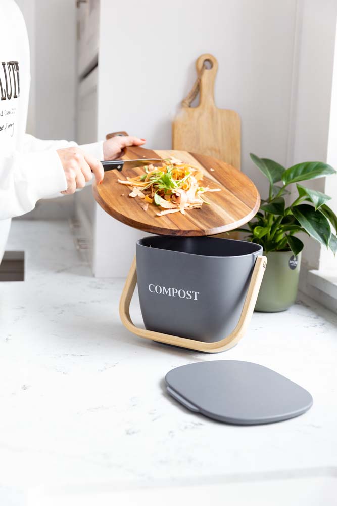 Compostbak van bamboevezel - Grijs - Natuurlijke vezel - Compostemmer - Natural Elements